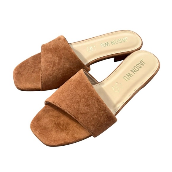 Jason Wu Brown‎ Suede Leather Sandals Size 7.5 Slip On Luxury - Picture 1 of 9